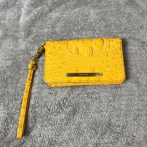 Brahmin Debra Yellow Melbourne Leather Wristlet Wallet Purse Authentic Croc